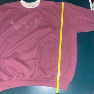 Vintage Holiday Winter Sweatshirt Plum Silver Purple Snowflakes Size XL? *READ*